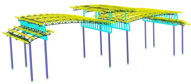 Structural model of a gate canopy and roof frame